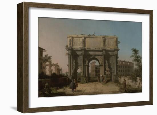 View of the Arch of Constantine with the Colosseum, 1742-5-Canaletto-Framed Giclee Print