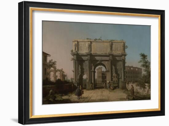 View of the Arch of Constantine with the Colosseum, 1742-5-Canaletto-Framed Giclee Print