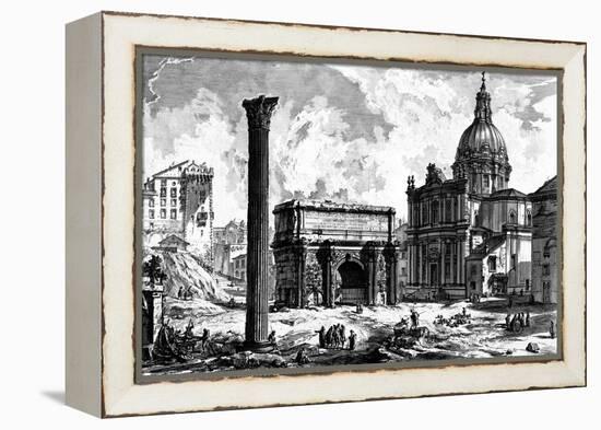 View of the Arch of Septimius Severus and the Church of Santi Luca E Martina, from the 'Views of…-Giovanni Battista Piranesi-Framed Premier Image Canvas