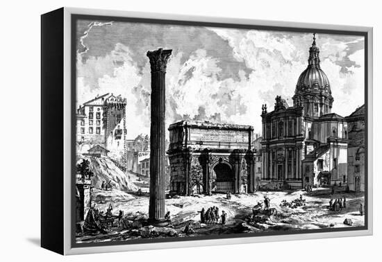 View of the Arch of Septimius Severus and the Church of Santi Luca E Martina, from the 'Views of…-Giovanni Battista Piranesi-Framed Premier Image Canvas