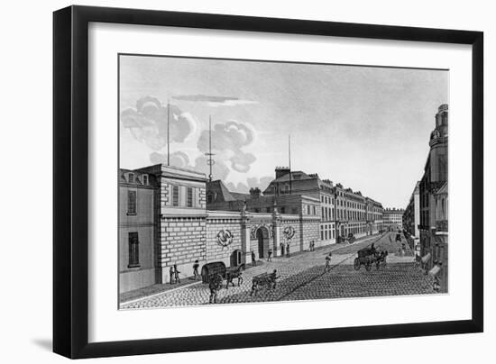 View of the Bank of France from the Rue Croix-Des-Petits-Champs, 1800-Henri Courvoisier-Voisin-Framed Giclee Print
