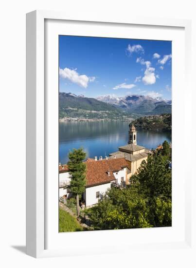 View of the bell tower and village of Dorio, Lake Como, Province of Lecco, Lombardy, Italy, Europe-Roberto Moiola-Framed Photographic Print