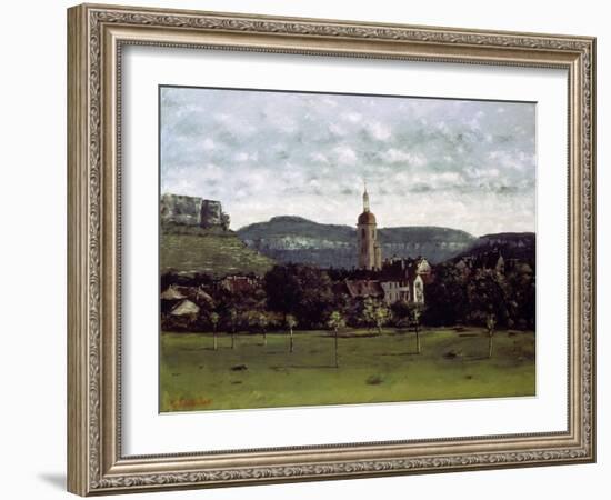 View of the Bell Tower of Ornans, C. 1858-Gustave Courbet-Framed Giclee Print