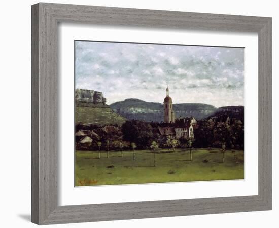 View of the Bell Tower of Ornans, C. 1858-Gustave Courbet-Framed Giclee Print