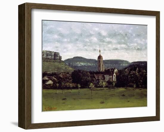 View of the Bell Tower of Ornans, C. 1858-Gustave Courbet-Framed Giclee Print