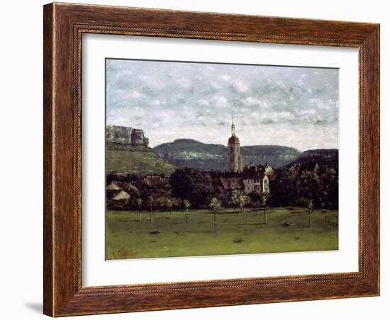 View of the Bell Tower of Ornans, C. 1858-Gustave Courbet-Framed Giclee Print