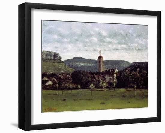 View of the Bell Tower of Ornans, C. 1858-Gustave Courbet-Framed Giclee Print