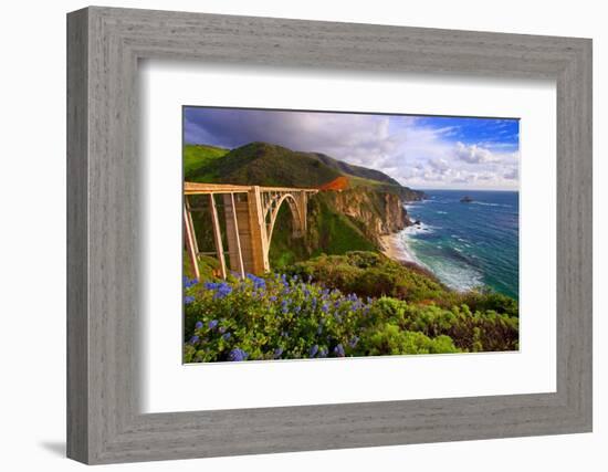 View Of The BIXby Creek Bridge, Big Sur, Ca-George Oze-Framed Photographic Print