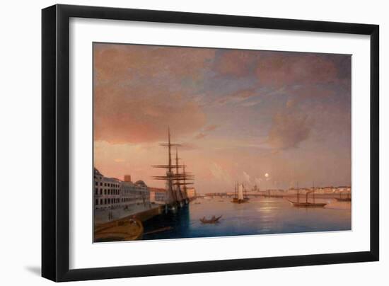 View of the Blagoveshchensky (Annunciatio) Bridge and Nikolaevskaya Embankment, Ca 1852-Maxim Nikiphorovich Vorobyev-Framed Giclee Print