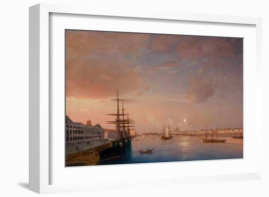 View of the Blagoveshchensky (Annunciatio) Bridge and Nikolaevskaya Embankment, Ca 1852-Maxim Nikiphorovich Vorobyev-Framed Giclee Print