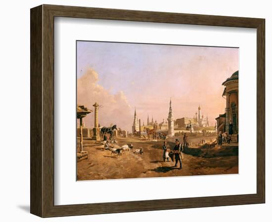 View of the Bolshoy Kamenny Bridge and the Kremlin from Zamoskvorechye, 1837-Johann Nepomuk Rauch-Framed Giclee Print