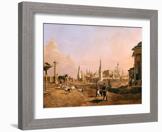 View of the Bolshoy Kamenny Bridge and the Kremlin from Zamoskvorechye, 1837-Johann Nepomuk Rauch-Framed Giclee Print