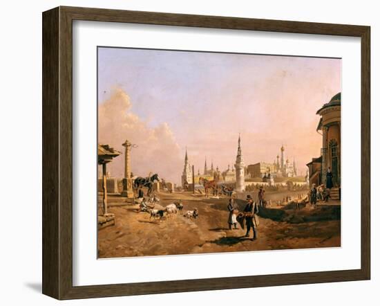 View of the Bolshoy Kamenny Bridge and the Kremlin from Zamoskvorechye, 1837-Johann Nepomuk Rauch-Framed Giclee Print