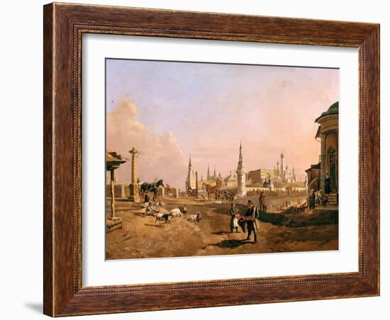 View of the Bolshoy Kamenny Bridge and the Kremlin from Zamoskvorechye, 1837-Johann Nepomuk Rauch-Framed Giclee Print
