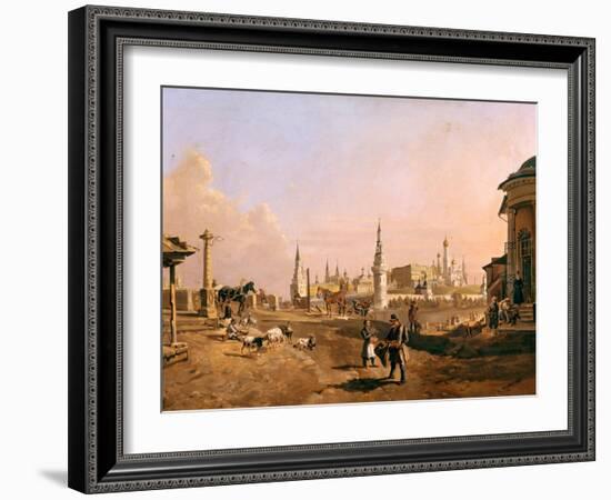 View of the Bolshoy Kamenny Bridge and the Kremlin from Zamoskvorechye, 1837-Johann Nepomuk Rauch-Framed Giclee Print