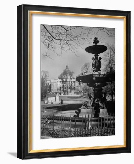 View of the Boston Statehouse from a Story Concerning Boston-Walter Sanders-Framed Photographic Print