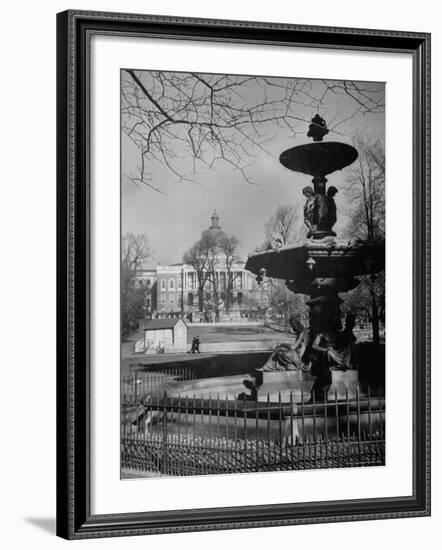 View of the Boston Statehouse from a Story Concerning Boston-Walter Sanders-Framed Photographic Print