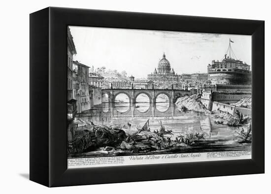 View of the Bridge and Castel Sant'Angelo, from the 'Views of Rome' Series, C.1760-Giovanni Battista Piranesi-Framed Premier Image Canvas