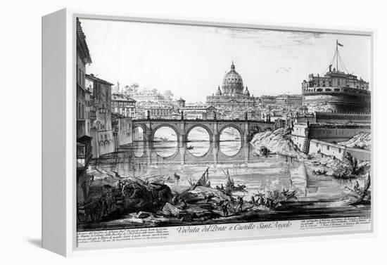 View of the Bridge and Castel Sant'Angelo, from the 'Views of Rome' Series, C.1760-Giovanni Battista Piranesi-Framed Premier Image Canvas