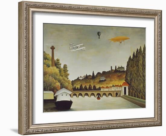 View of the Bridge at Sevres and the Hills at Clamart, St, Cloud, 1908-Henri Rousseau-Framed Giclee Print