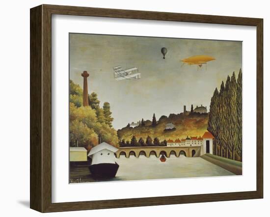 View of the Bridge at Sevres and the Hills at Clamart, St, Cloud, 1908-Henri Rousseau-Framed Giclee Print