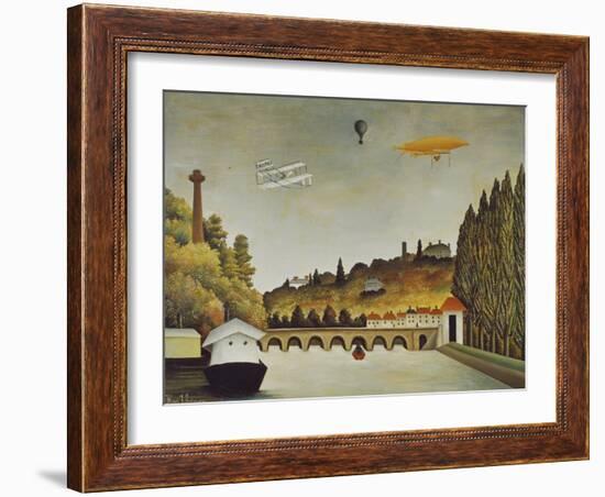 View of the Bridge at Sevres and the Hills at Clamart, St, Cloud, 1908-Henri Rousseau-Framed Giclee Print