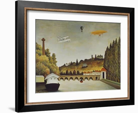 View of the Bridge at Sevres and the Hills at Clamart, St, Cloud, 1908-Henri Rousseau-Framed Giclee Print