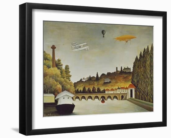 View of the Bridge at Sevres and the Hills at Clamart, St, Cloud, 1908-Henri Rousseau-Framed Giclee Print