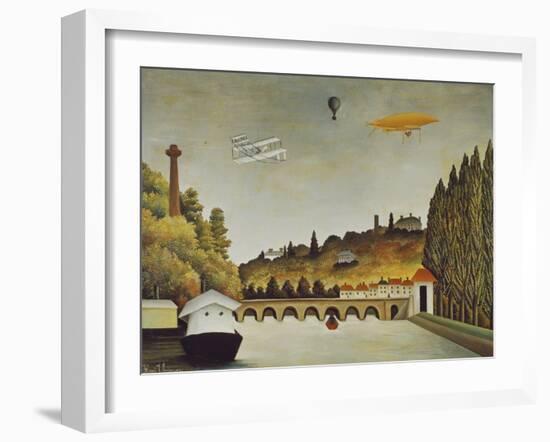 View of the Bridge at Sevres and the Hills at Clamart, St, Cloud, 1908-Henri Rousseau-Framed Giclee Print