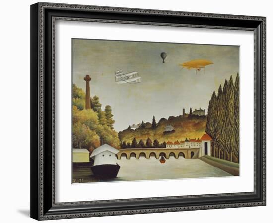 View of the Bridge at Sevres and the Hills at Clamart, St, Cloud, 1908-Henri Rousseau-Framed Giclee Print