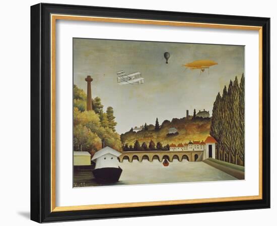 View of the Bridge at Sevres and the Hills at Clamart, St, Cloud, 1908-Henri Rousseau-Framed Giclee Print