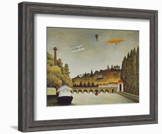 View of the Bridge at Sevres and the Hills at Clamart, St, Cloud, 1908-Henri Rousseau-Framed Giclee Print