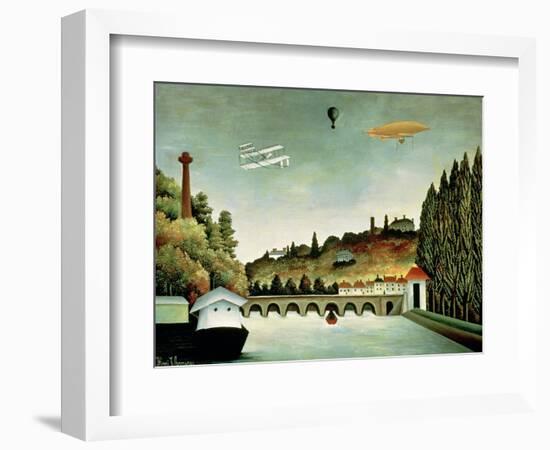 View of the Bridge at Sevres and the Hills at Clamart, St. Cloud and Bellevue, 1908-Henri Rousseau-Framed Giclee Print