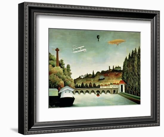 View of the Bridge at Sevres and the Hills at Clamart, St. Cloud and Bellevue, 1908-Henri Rousseau-Framed Giclee Print