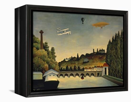 View of the Bridge at Sevres and the Hills at Clamart, St. Cloud and Bellevue, 1908-Henri Rousseau-Framed Stretched Canvas