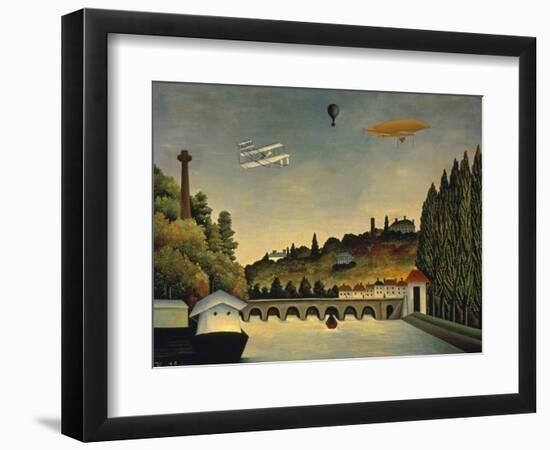 View of the Bridge at Sevres and the Hills at Clamart, St. Cloud and Bellevue, 1908-Henri Rousseau-Framed Premium Giclee Print