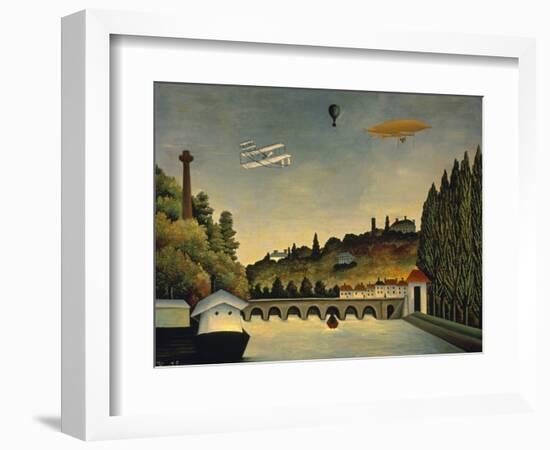 View of the Bridge at Sevres and the Hills at Clamart, St. Cloud and Bellevue, 1908-Henri Rousseau-Framed Premium Giclee Print