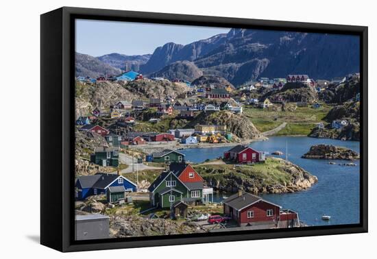 View of the Brightly Colored Houses in Sisimiut, Greenland, Polar Regions-Michael Nolan-Framed Premier Image Canvas