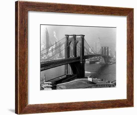 View of the Brooklyn Bridge and the Skyscrapers of Manhattan's Financial District-Andreas Feininger-Framed Premium Photographic Print