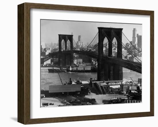 View of the Brooklyn Bridge Looking Toward Brooklyn-Andreas Feininger-Framed Photographic Print