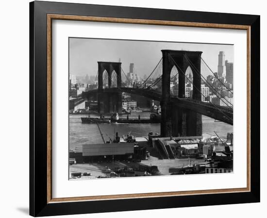 View of the Brooklyn Bridge Looking Toward Brooklyn-Andreas Feininger-Framed Photographic Print