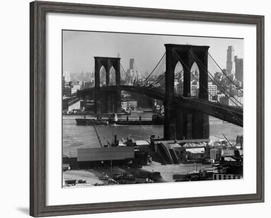 View of the Brooklyn Bridge Looking Toward Brooklyn-Andreas Feininger-Framed Photographic Print