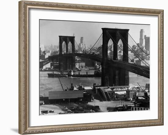 View of the Brooklyn Bridge Looking Toward Brooklyn-Andreas Feininger-Framed Photographic Print