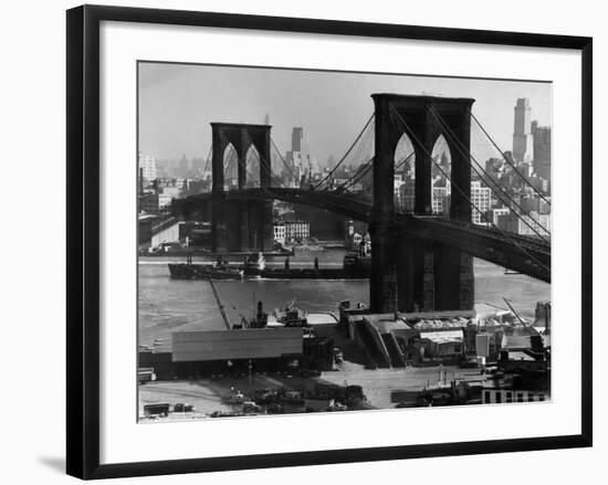 View of the Brooklyn Bridge Looking Toward Brooklyn-Andreas Feininger-Framed Photographic Print