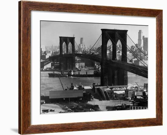 View of the Brooklyn Bridge Looking Toward Brooklyn-Andreas Feininger-Framed Photographic Print