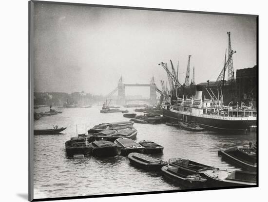 View of the Busy Thames Looking Towards Tower Bridge, London, C1920-null-Mounted Photographic Print