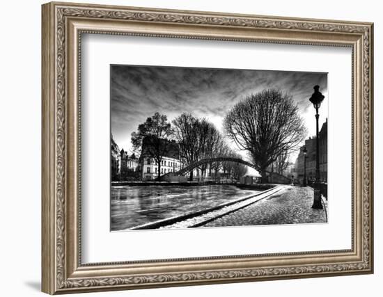 View of the Canal Saint-Martin - Winter -  Paris - France-Philippe Hugonnard-Framed Photographic Print