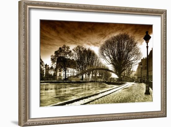 View of the Canal Saint-Martin - Winter -  Paris - France-Philippe Hugonnard-Framed Photographic Print