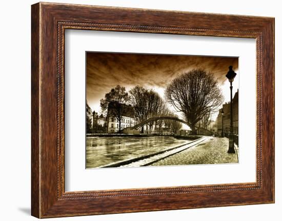 View of the Canal Saint-Martin - Winter -  Paris - France-Philippe Hugonnard-Framed Photographic Print