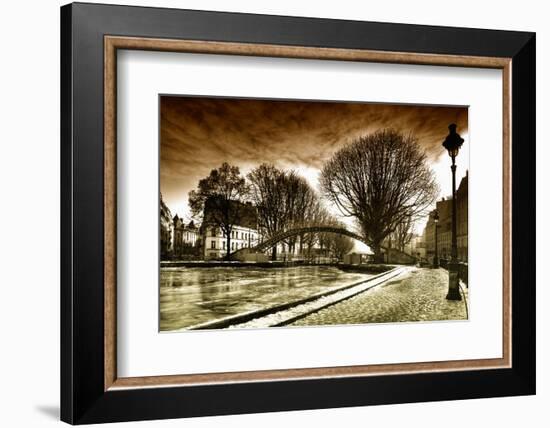 View of the Canal Saint-Martin - Winter -  Paris - France-Philippe Hugonnard-Framed Photographic Print